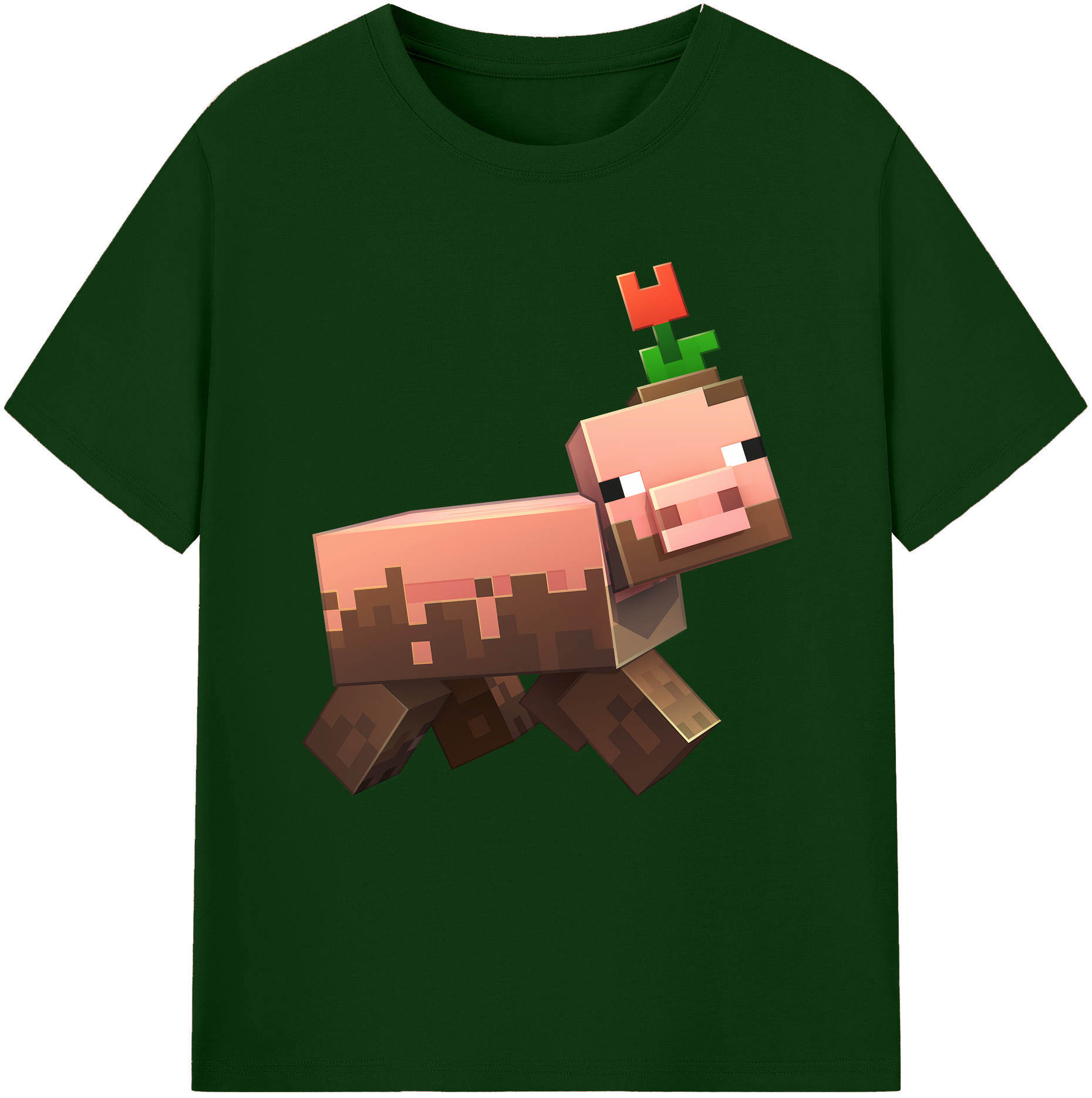 （画像用） マインクラフト ブロックの世界 Minecraft MC Block world 綿100％半袖Tシャツ（フロントプリント）